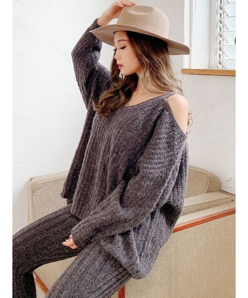 GYDA（ジェイダ）の「【SETUP着用可】ワンショルメランジヤーンLOOSEニットTOPS（ニット/セーター・レディース・グレー/チャコールグレー/ブラウン・FREE）」の10枚目の写真