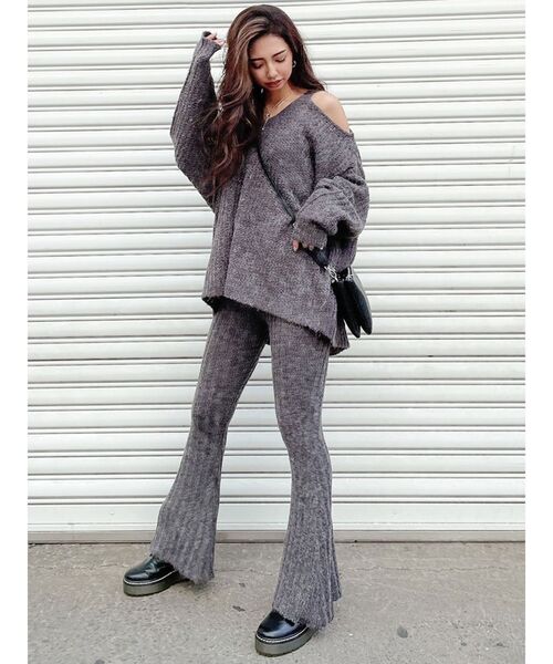 GYDA（ジェイダ）の「【SETUP着用可】ワンショルメランジヤーンLOOSEニットTOPS（ニット/セーター・レディース・グレー/チャコールグレー/ブラウン・FREE）」の12枚目の写真