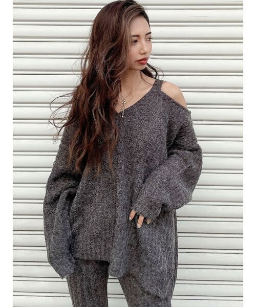 GYDA（ジェイダ）の「【SETUP着用可】ワンショルメランジヤーンLOOSEニットTOPS（ニット/セーター・レディース・グレー/チャコールグレー/ブラウン・FREE）」の13枚目の写真