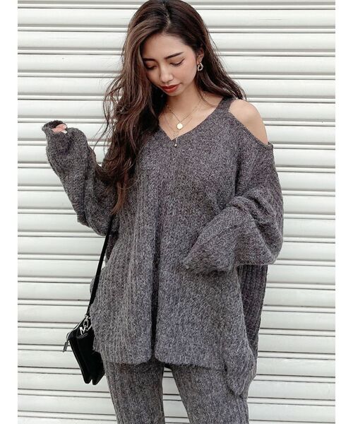 GYDA（ジェイダ）の「【SETUP着用可】ワンショルメランジヤーンLOOSEニットTOPS（ニット/セーター・レディース・グレー/チャコールグレー/ブラウン・FREE）」の14枚目の写真