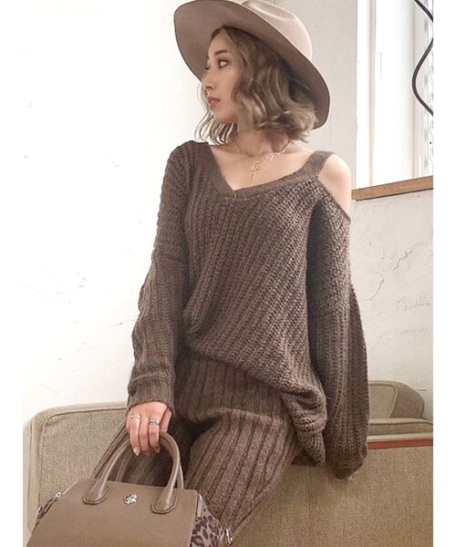 GYDA（ジェイダ）の「【SETUP着用可】ワンショルメランジヤーンLOOSEニットTOPS（ニット/セーター・レディース・グレー/チャコールグレー/ブラウン・FREE）」の17枚目の写真