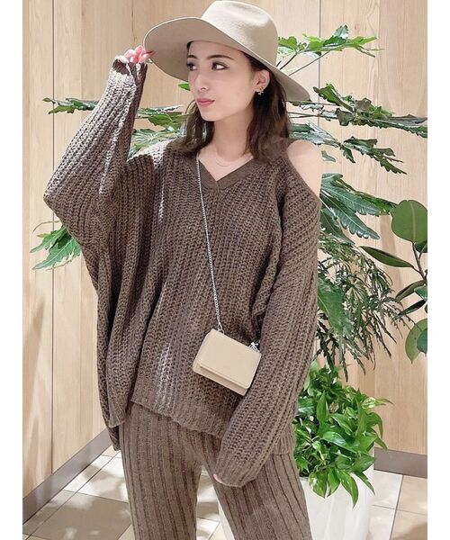 GYDA（ジェイダ）の「【SETUP着用可】ワンショルメランジヤーンLOOSEニットTOPS（ニット/セーター・レディース・グレー/チャコールグレー/ブラウン・FREE）」の19枚目の写真