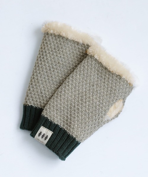 osharewalker（オシャレウォーカー）の「『ファー付きニットハンドウォーマー』（手袋・レディース・グリーン/テラコッタ/チャコール/ライトグレー/ネイビー・FREE）」の2枚目の写真