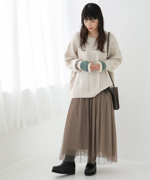 osharewalker（オシャレウォーカー）の「『ファー付きニットハンドウォーマー』（手袋・レディース・グリーン/テラコッタ/チャコール/ライトグレー/ネイビー・FREE）」の8枚目の写真