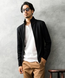 ランダムテレコ スタンドフルジップ カーディガン