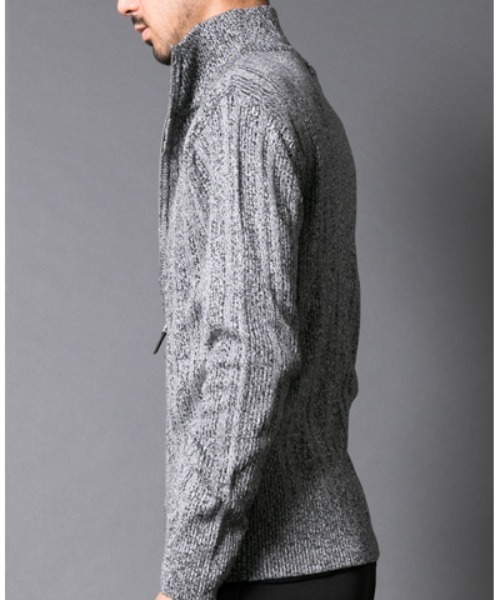 TopIsm（トップイズム）の「ランダムテレコ スタンドフルジップ カーディガン（カーディガン/ボレロ・メンズ・ネイビー/ブラックミックス/ブラック・M/L/XL）」の5枚目の写真