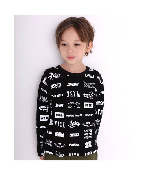 WASK(ワスク)の「WASK/ロゴ 柄 ワッフル Tシャツ (100~160cm)(Tシャツ/カットソー・キッズ・ブラック系その他/ホワイト系その他・140/120/130/110/150/160/100)」の2枚目の写真