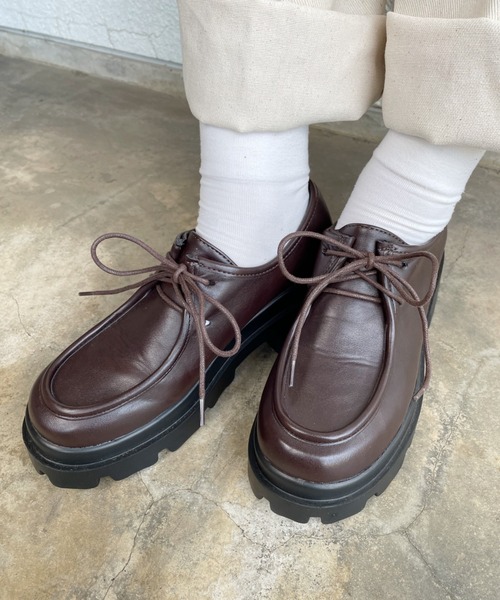 nemne store(ネンネストア)の「ブラウニーを焼く厚底モカシンシューズ(ブーツ・レディース・ブラック/ダークブラウン/アイボリー・LL/S/M/L)」の6枚目の写真