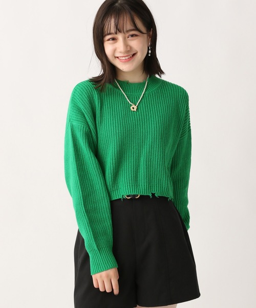 repipi armario(レピピ アルマリオ)の「ショート丈ダメージニット(ニット/セーター・レディース・グリーン/ブラック/グレー/グリーン系その他/ブルー系その他/ホワイト・MEDIUM/LARGE/SMALL)」の6枚目の写真