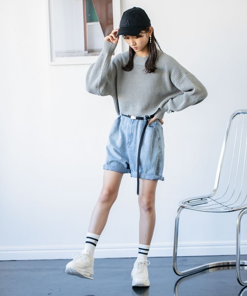 repipi armario(レピピ アルマリオ)の「ショート丈ダメージニット(ニット/セーター・レディース・グリーン/ブラック/グレー/グリーン系その他/ブルー系その他/ホワイト・MEDIUM/LARGE/SMALL)」の20枚目の写真