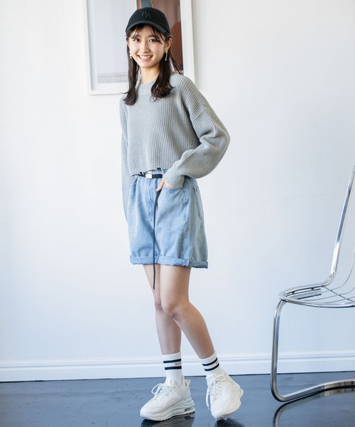 repipi armario(レピピ アルマリオ)の「ショート丈ダメージニット(ニット/セーター・レディース・グリーン/ブラック/グレー/グリーン系その他/ブルー系その他/ホワイト・MEDIUM/LARGE/SMALL)」の21枚目の写真