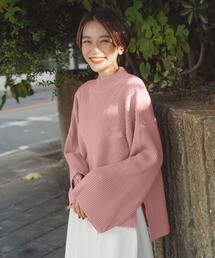 [ eriさんコラボ ] ボタンデザインモックネックニットトップス[C5786]