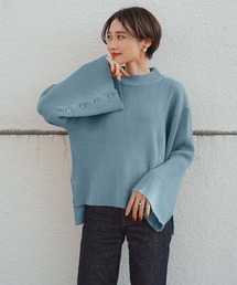 [ eriさんコラボ ] ボタンデザインモックネックニットトップス[C5786]