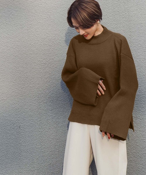 KOBE LETTUCE（コウベレタス）の「[ eriさんコラボ ] ボタンデザインモックネックニットトップス[C5786]（ニット/セーター・レディース・ライトブルー/ブラウン/アイボリー/モスグリーン/コーラルピンク・FREE）」の11枚目の写真