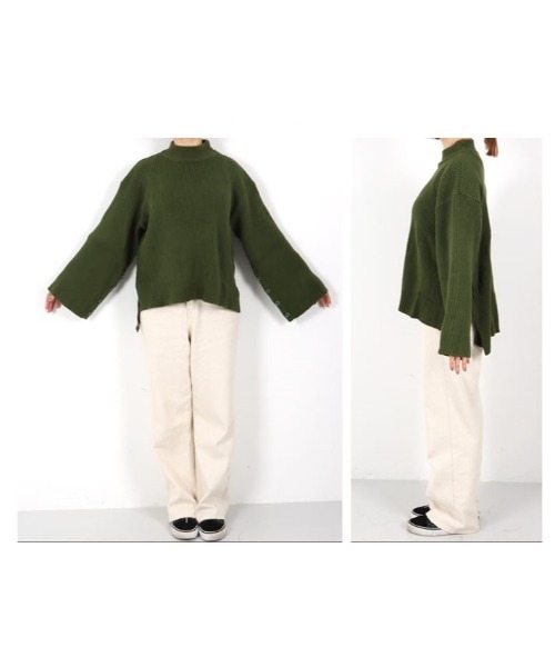 KOBE LETTUCE（コウベレタス）の「[ eriさんコラボ ] ボタンデザインモックネックニットトップス[C5786]（ニット/セーター・レディース・ライトブルー/ブラウン/アイボリー/モスグリーン/コーラルピンク・FREE）」の13枚目の写真