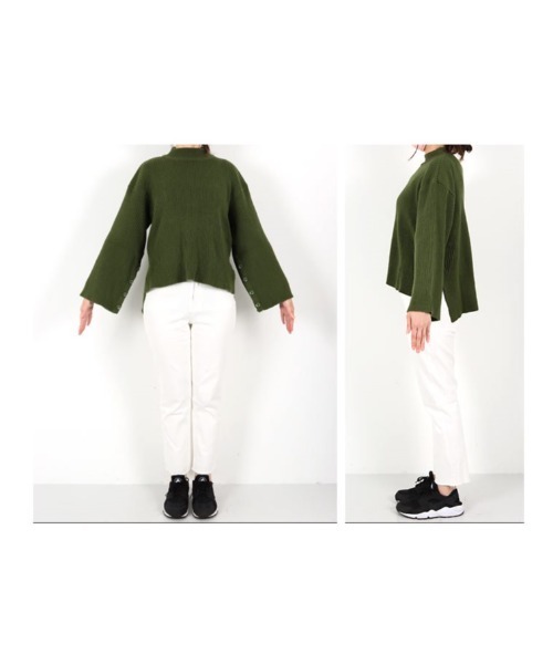 KOBE LETTUCE（コウベレタス）の「[ eriさんコラボ ] ボタンデザインモックネックニットトップス[C5786]（ニット/セーター・レディース・ライトブルー/ブラウン/アイボリー/モスグリーン/コーラルピンク・FREE）」の14枚目の写真