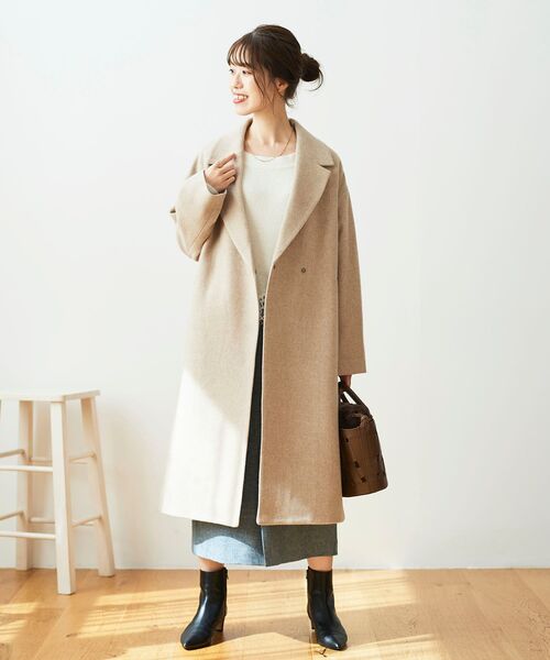 le.coeur blanc(ルクールブラン)の「スペリオルモッサチェスターコート(チェスターコート・レディース・ベージュ/ネイビー/モカ・38/36)」の5枚目の写真