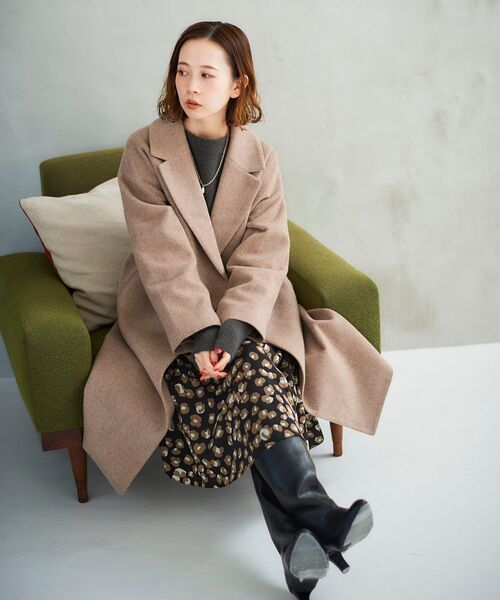 le.coeur blanc(ルクールブラン)の「スペリオルモッサチェスターコート(チェスターコート・レディース・ベージュ/ネイビー/モカ・38/36)」の10枚目の写真