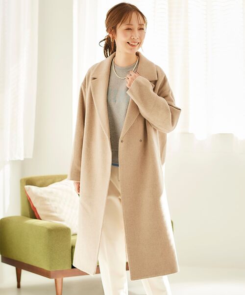 le.coeur blanc(ルクールブラン)の「スペリオルモッサチェスターコート(チェスターコート・レディース・ベージュ/ネイビー/モカ・38/36)」の13枚目の写真
