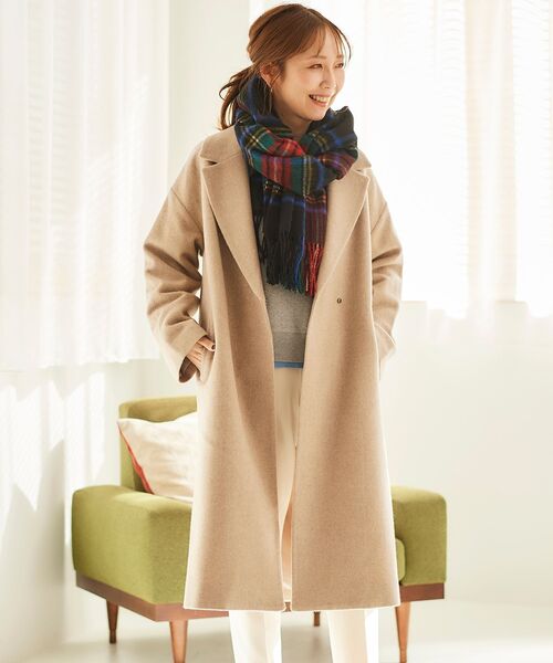 le.coeur blanc(ルクールブラン)の「スペリオルモッサチェスターコート(チェスターコート・レディース・ベージュ/ネイビー/モカ・38/36)」の14枚目の写真