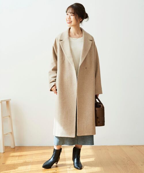 le.coeur blanc(ルクールブラン)の「スペリオルモッサチェスターコート(チェスターコート・レディース・ベージュ/ネイビー/モカ・38/36)」の18枚目の写真