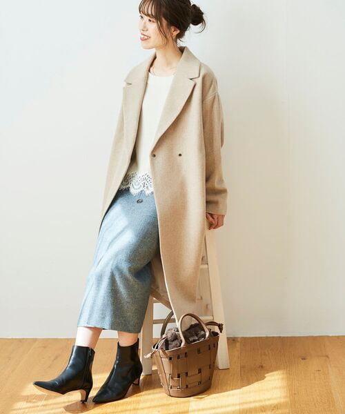 le.coeur blanc(ルクールブラン)の「スペリオルモッサチェスターコート(チェスターコート・レディース・ベージュ/ネイビー/モカ・38/36)」の19枚目の写真