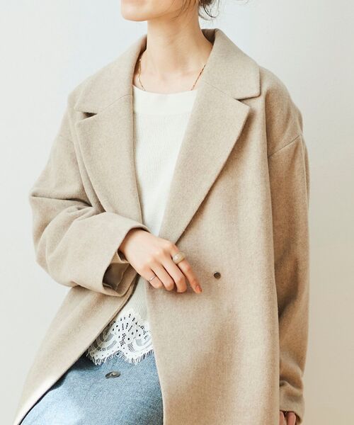 le.coeur blanc(ルクールブラン)の「スペリオルモッサチェスターコート(チェスターコート・レディース・ベージュ/ネイビー/モカ・38/36)」の20枚目の写真