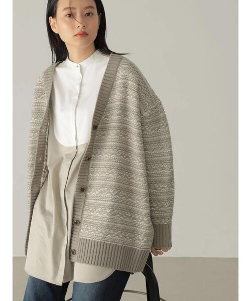 AMERICAN HOLIC（アメリカンホリック）の「ジャガードニットカーディガン（カーディガン/ボレロ・レディース・グレイッシュベージュ・FREE）」の3枚目の写真