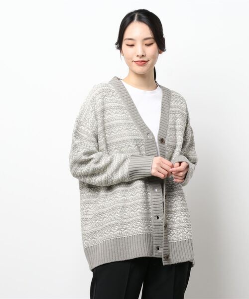 AMERICAN HOLIC（アメリカンホリック）の「ジャガードニットカーディガン（カーディガン/ボレロ・レディース・グレイッシュベージュ・FREE）」の5枚目の写真