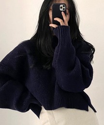 クロップドハイネックニット