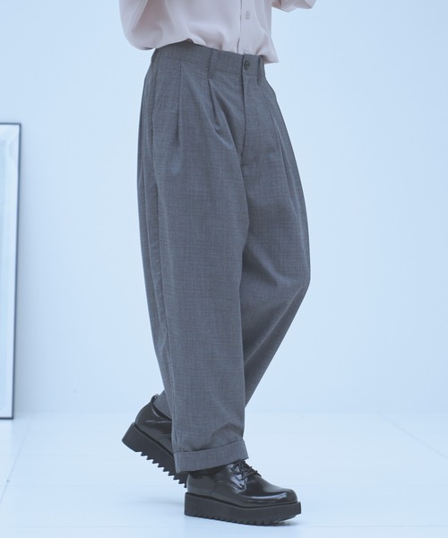 neez.(ニーズ)の「バックタックチェックワイドパンツ(スラックス・メンズ・ブラック/グレー/ワイン・SMALL/MEDIUM/LARGE)」の3枚目の写真
