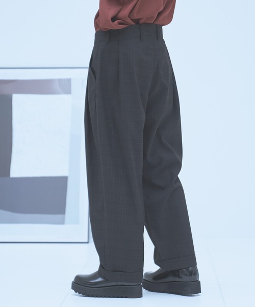 neez.(ニーズ)の「バックタックチェックワイドパンツ(スラックス・メンズ・ブラック/グレー/ワイン・SMALL/MEDIUM/LARGE)」の6枚目の写真