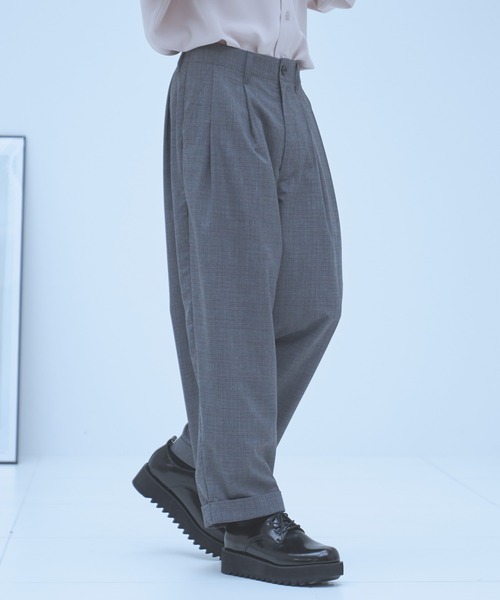 neez.(ニーズ)の「バックタックチェックワイドパンツ(スラックス・メンズ・ブラック/グレー/ワイン・SMALL/MEDIUM/LARGE)」の8枚目の写真