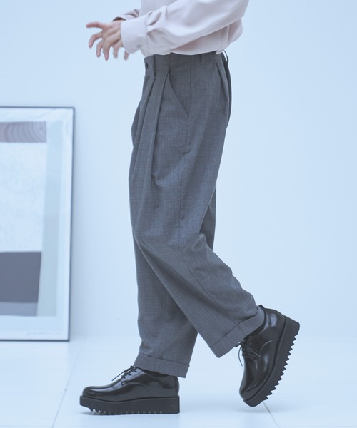 neez.(ニーズ)の「バックタックチェックワイドパンツ(スラックス・メンズ・ブラック/グレー/ワイン・SMALL/MEDIUM/LARGE)」の10枚目の写真