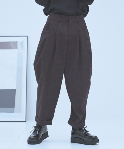neez.(ニーズ)の「バックタックチェックワイドパンツ(スラックス・メンズ・ブラック/グレー/ワイン・SMALL/MEDIUM/LARGE)」の14枚目の写真