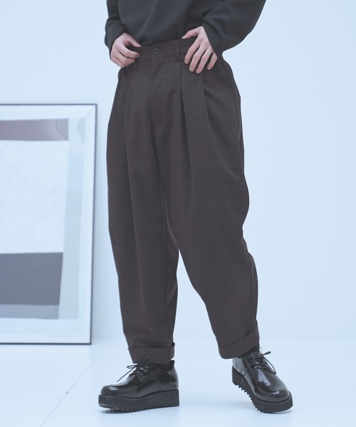 neez.(ニーズ)の「バックタックチェックワイドパンツ(スラックス・メンズ・ブラック/グレー/ワイン・SMALL/MEDIUM/LARGE)」の15枚目の写真