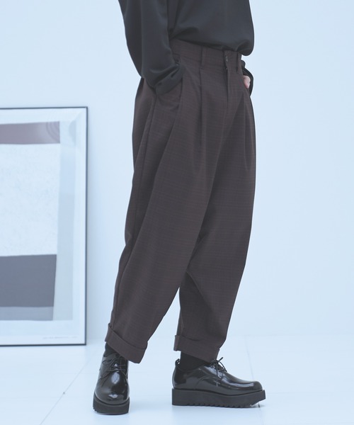 neez.(ニーズ)の「バックタックチェックワイドパンツ(スラックス・メンズ・ブラック/グレー/ワイン・SMALL/MEDIUM/LARGE)」の16枚目の写真