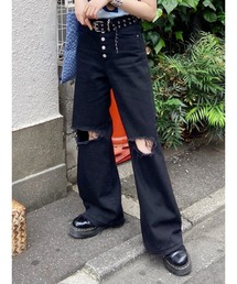 ハイウエストダメージワイドパンツ