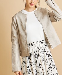 フェイクレザーノーカラーライダース