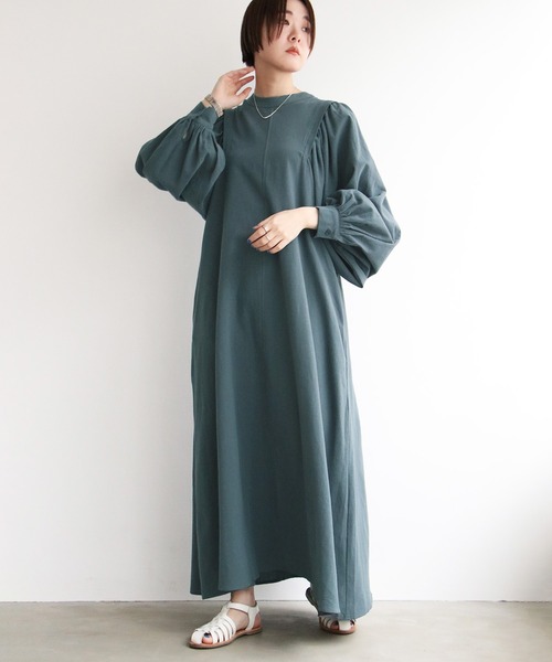 notch.（ノッチ）の「バルーンスリーブマキシワンピース（ワンピース・レディース・ブラック/ブルー/グリーン/キャメル・M/TM）」の17枚目の写真