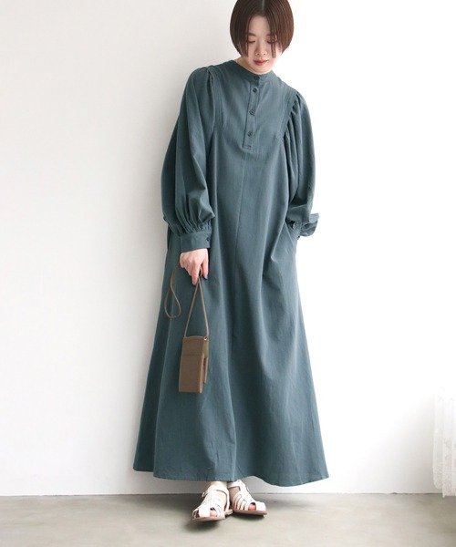 notch.（ノッチ）の「バルーンスリーブマキシワンピース（ワンピース・レディース・ブラック/ブルー/グリーン/キャメル・M/TM）」の6枚目の写真