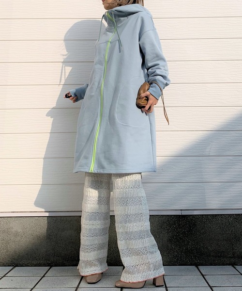 Q（キュー）の「裏毛BIGパーカー（パーカー・レディース・グレイッシュブルー/ホワイト/カーキオリーブ/ブルー・MEDIUM）」の16枚目の写真