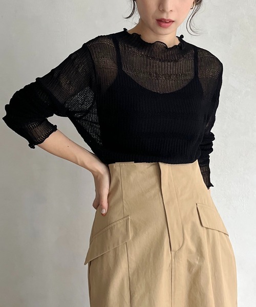 CAPRICIEUX LE'MAGE(カプリシューレマージュ)の「透かしボーダーリブ(ニット/セーター・レディース・ホワイト系その他/ブラック/オレンジ・FREE)」の20枚目の写真