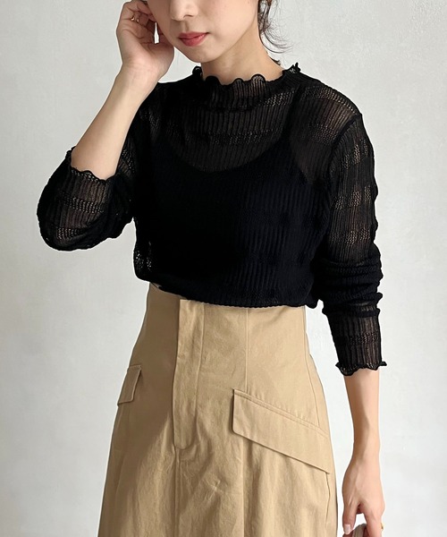 CAPRICIEUX LE'MAGE(カプリシューレマージュ)の「透かしボーダーリブ(ニット/セーター・レディース・ホワイト系その他/ブラック/オレンジ・FREE)」の21枚目の写真