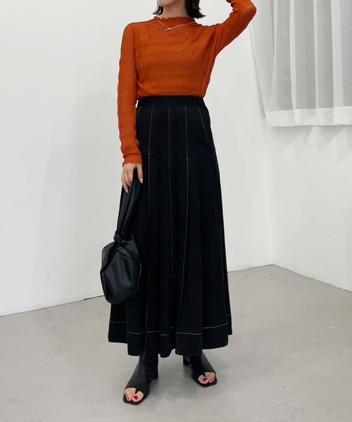 CAPRICIEUX LE'MAGE(カプリシューレマージュ)の「透かしボーダーリブ(ニット/セーター・レディース・ホワイト系その他/ブラック/オレンジ・FREE)」の16枚目の写真