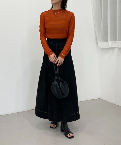 CAPRICIEUX LE'MAGE(カプリシューレマージュ)の「透かしボーダーリブ(ニット/セーター・レディース・ホワイト系その他/ブラック/オレンジ・FREE)」の17枚目の写真