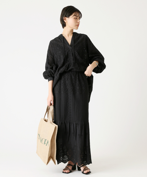 Simplicite(サンプリシテ)の「レース刺繍スキッパーブラウス(シャツ/ブラウス・レディース・ホワイト/ブラック/レッド/サックスブルー・FREE)」の10枚目の写真