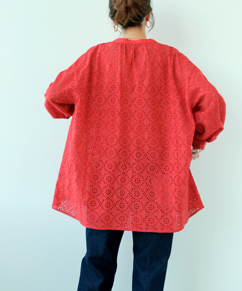 美品 レリアン レーススリーブシャツ スキッパー 近年モデル 刺繍 大きいサイズ 美品 レリアン レーススリーブシャツ スキッパー 近年モデル 刺繍