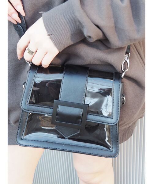 EVRIS（エヴリス）の「クリアショルダーBAG（ショルダーバッグ・レディース・ホワイト/ブラック/オレンジ・FREE）」の2枚目の写真