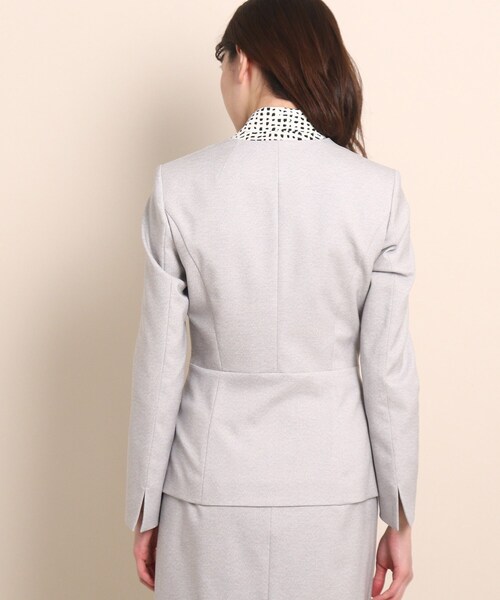 COUP DE CHANCE(クードシャンス)の「◆【洗える/日本製/スーツ】タンブルツィード ノーカラージャケット(スーツジャケット・レディース・ダークネイビー/ライトグレー系3/ネイビー系9・40/38/36/34)」の6枚目の写真
